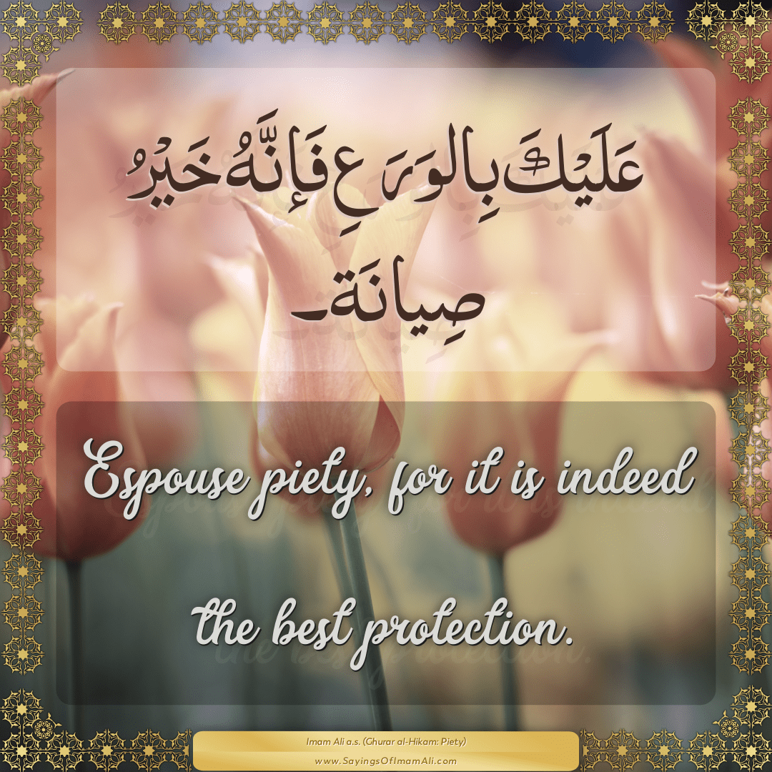 Espouse piety, for it is indeed the best protection.